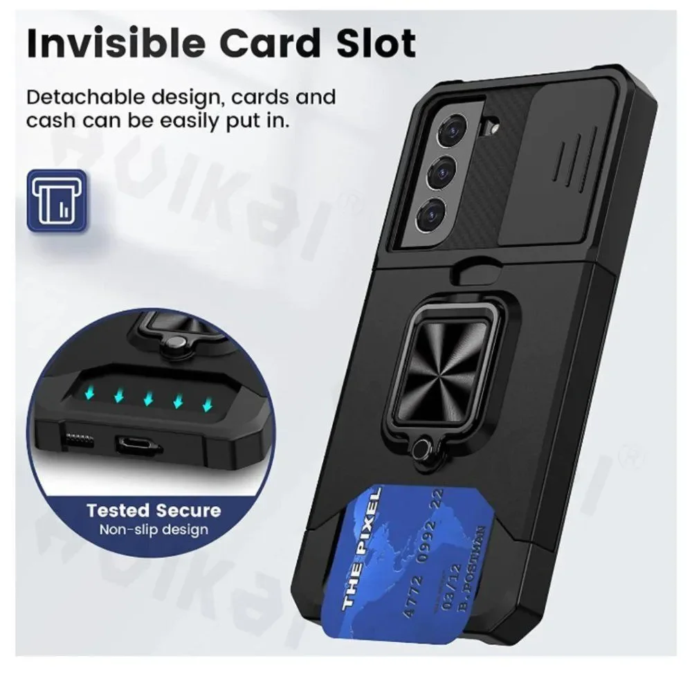 Galaxy S21 Ultra Dark Blue Case with Kickstand and Protective wallet slot